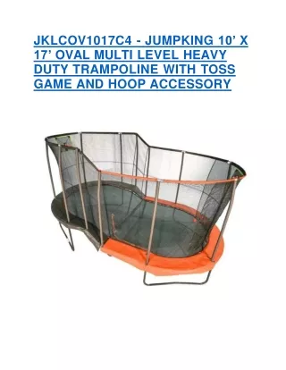 JKLCOV1017C4 JUMPKING 10’ X 17’ OVAL MULTI LEVEL HEAVY DUTY TRAMPOLINE WITH TOSS GAME AND HOOP ACCESSORY