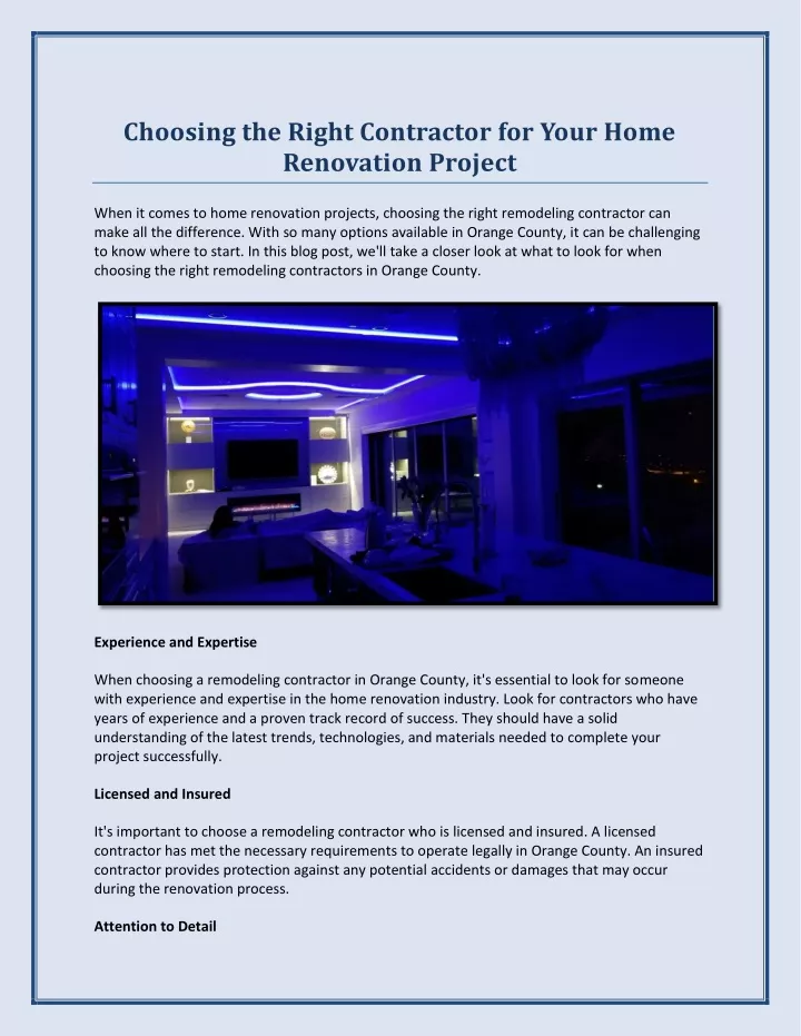 choosing the right contractor for your home