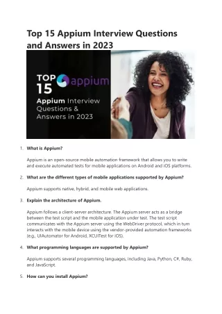 top 15 appium interview questions and answers
