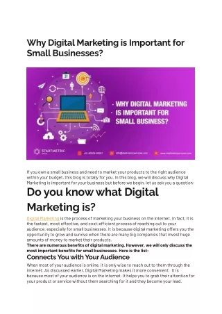 Why Digital Marketing is Important for Small Businesses