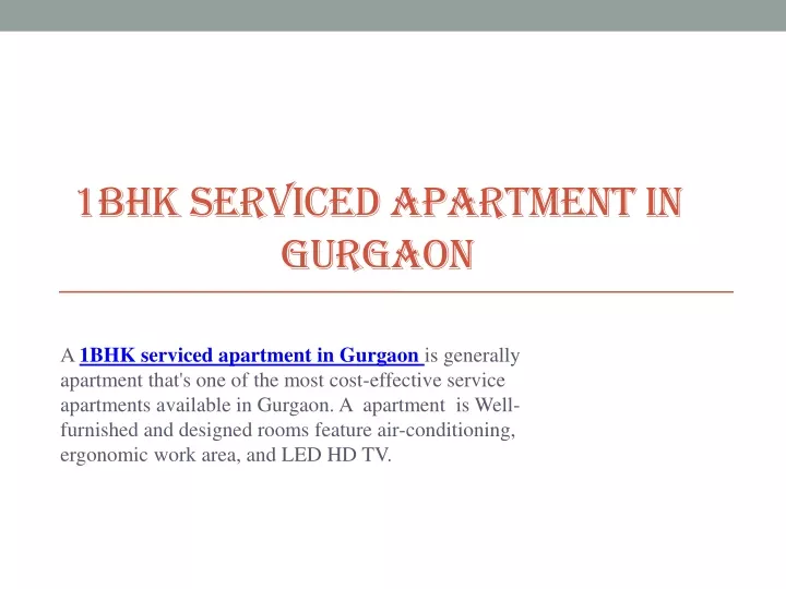 1bhk serviced apartment in gurgaon