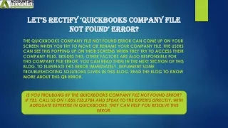 let s rectify quickbooks company file not found error