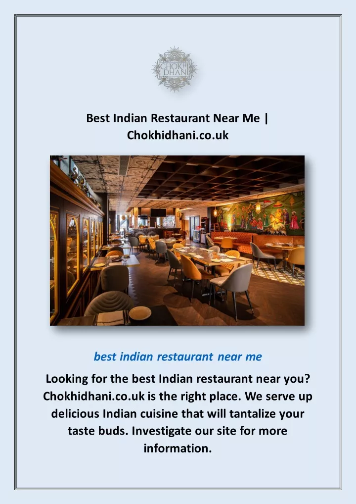 best indian restaurant near me chokhidhani co uk