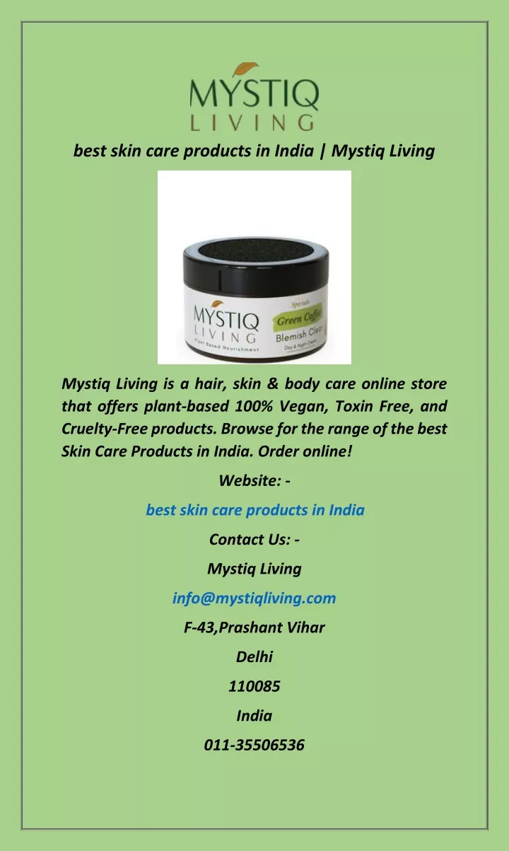 best skin care products in india mystiq living