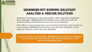 qbdbmgrn not running relevant analysis precise solutions