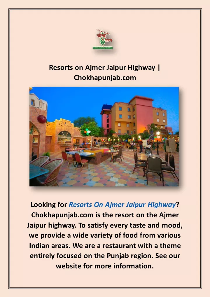 resorts on ajmer jaipur highway chokhapunjab com