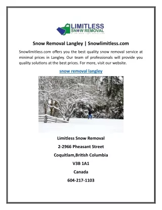 snow removal langley snowlimitless com