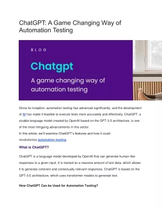 ChatGPT A Game Changing Way of Automation Testing