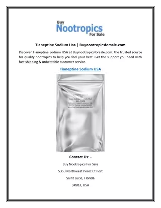 Tianeptine Sodium Usa  Buynootropicsforsale.com