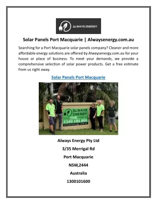 solar panels port macquarie alwaysenergy com au