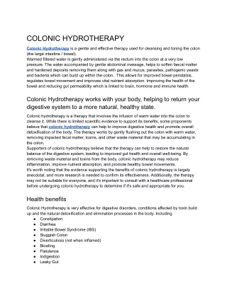 COLONIC HYDROTHERAPY 5_11_2023