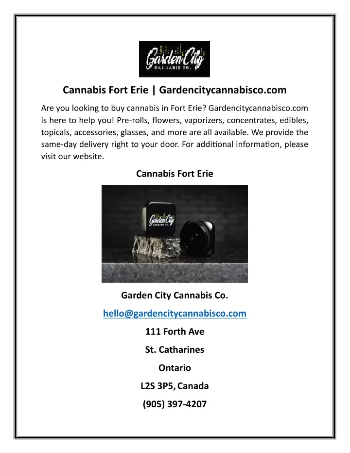 cannabis fort erie gardencitycannabisco com