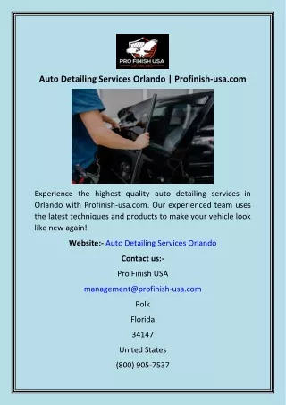 Auto Detailing Services Orlando  Profinish-usa