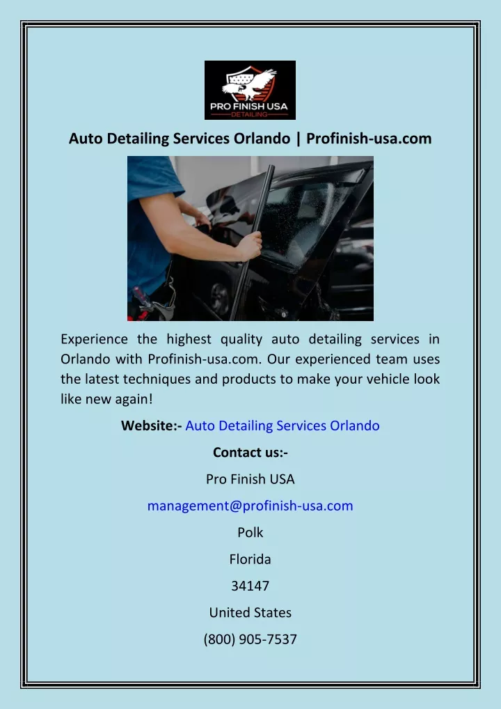 auto detailing services orlando profinish usa com