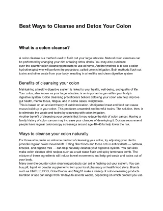 Best Ways to Cleanse and Detox Your Colon
