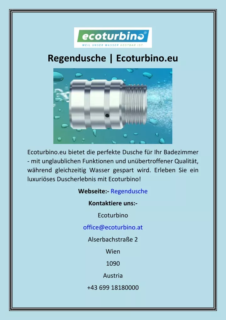 regendusche ecoturbino eu