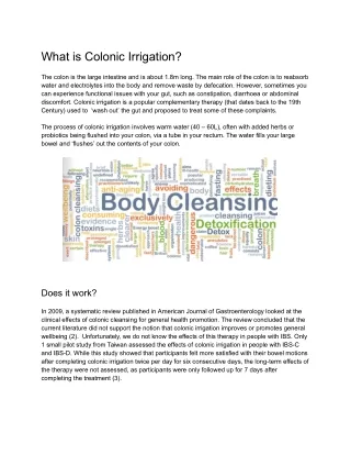 What is it Colonic Irrigation