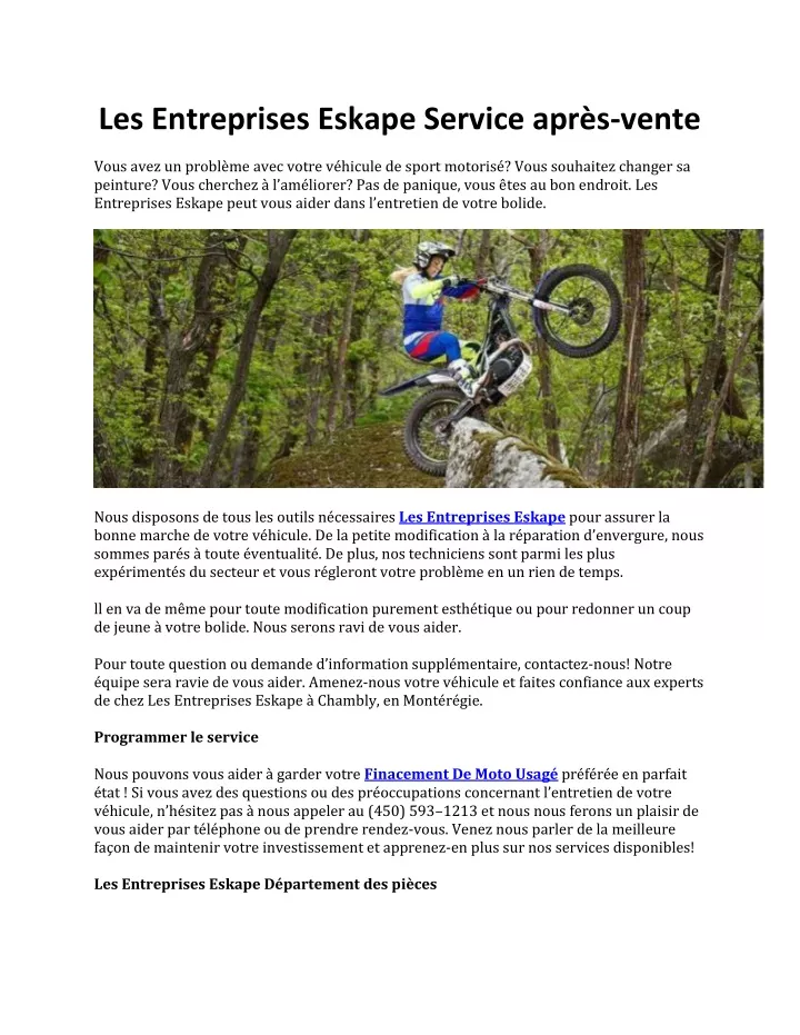 les entreprises eskape service apr s vente