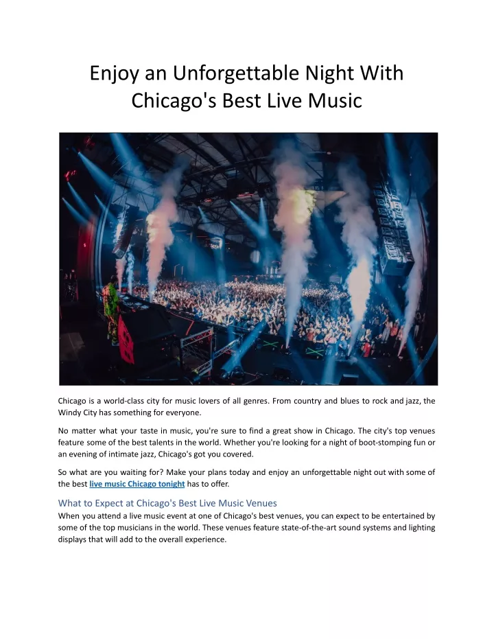 enjoy an unforgettable night with chicago s best