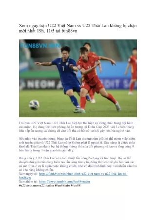 Trực tiếp U22 Việt Nam vs U22 Thái Lan 19h, 11/5 tại fun88vn