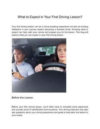 What to Expect in Your First Driving Lesson?