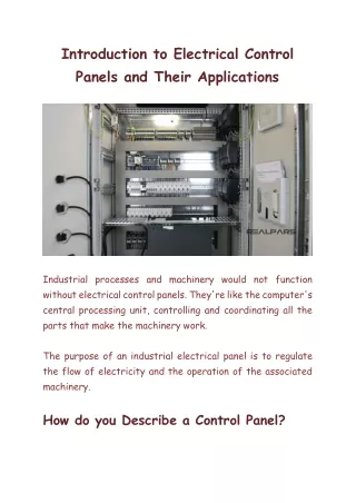 introduction to electrical control panels