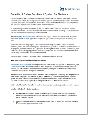 Benefits of Online Enrollment System for Students