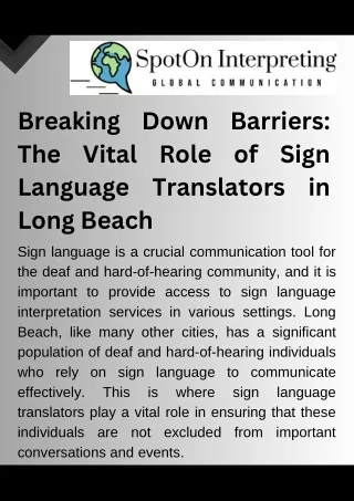 Breaking Down Barriers The Vital Role of Sign Language Translators in Long Beach