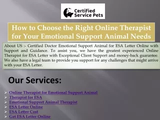How to Choose the Right Online Therapist for Your Emotional Support Animal Needs