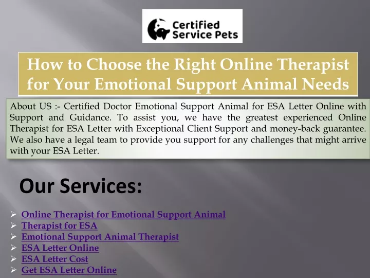 about us certified doctor emotional support