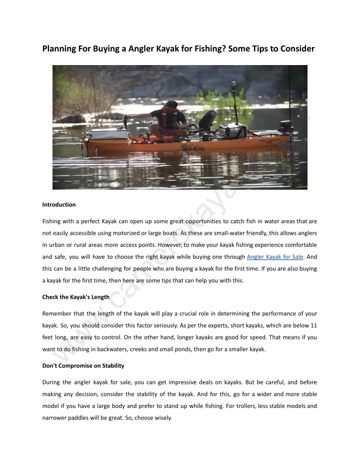 planning for buying a angler kayak for fishing