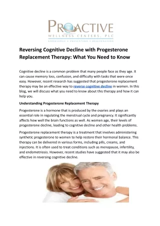 Reversing Cognitive Decline with Progesterone Replacement Therapy_ What You Need to Know
