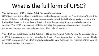 what is the full form of upsc what is the full