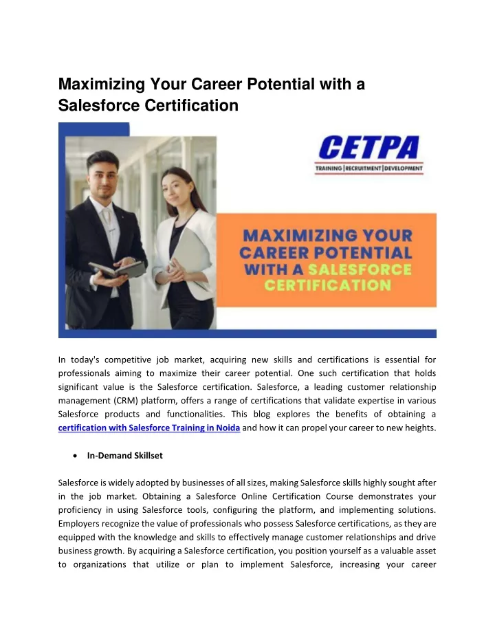 maximizing your career potential with