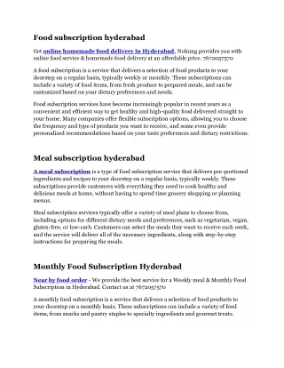 food subscription hyderabad