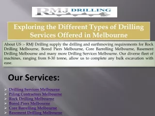 Exploring the Different Types of Drilling Services Offered in Melbourne