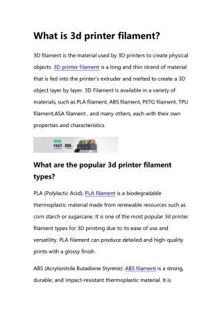 What is 3d printer filament