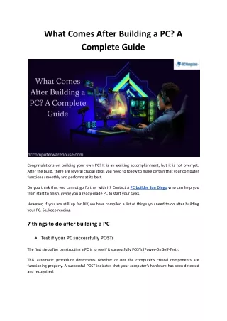 what comes after building a pc a complete guide