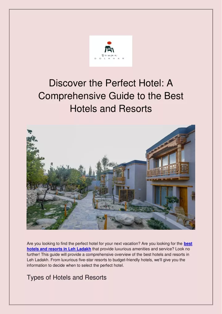 discover the perfect hotel a comprehensive guide