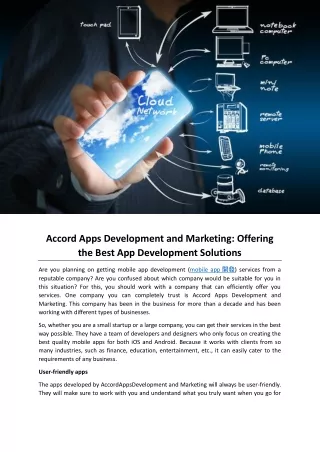 Accord Apps Development and Marketing Offering the Best App Development Solutions