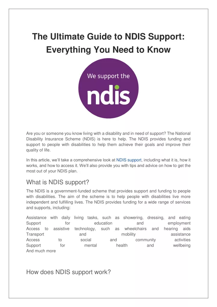 the ultimate guide to ndis support everything