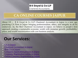 CA ONLINE COURSES JAIPUR