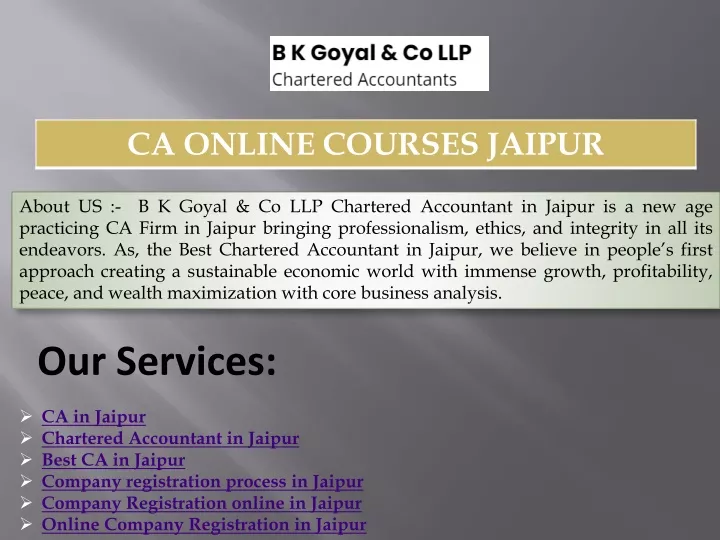 about us b k goyal co llp chartered accountant