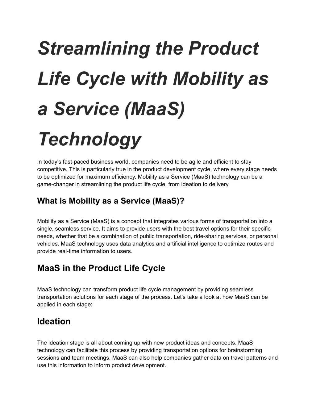 PPT - Streamlining the Product Life Cycle with Mobility as a Service ...