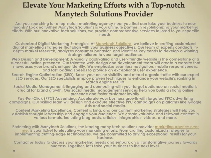 elevate your marketing efforts with a top notch manytech solutions provider