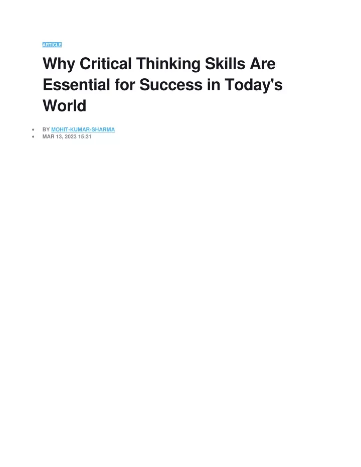 article why critical thinking skills