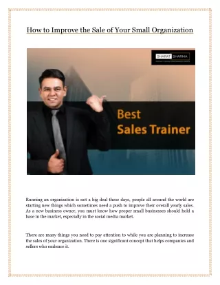 how to improve the sale of your small organization