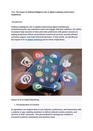 tittle the impact of arti cial intelligence