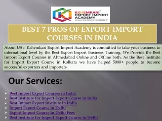 BEST 7 PROS OF EXPORT IMPORT COURSES IN INDIA