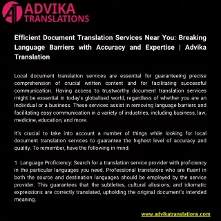 Efficient Document Translation Services Near You | Advika Translations